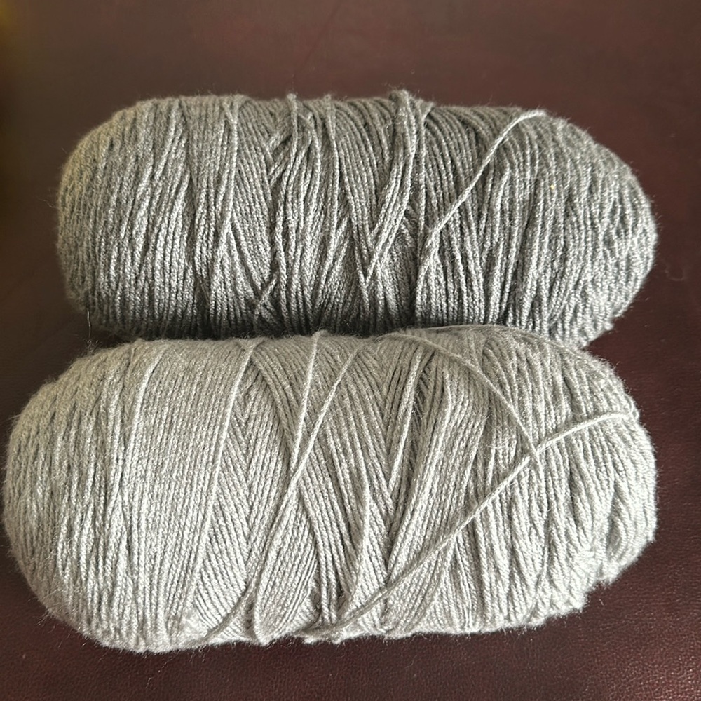 2 Rolls of Yarnspirations CARON ONE POUND YARN. SOFT GREY&MEDIUM GREY MIX. NWOT